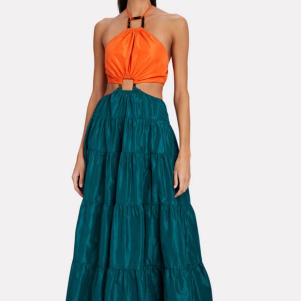 STAUD
Dome Taffeta Cut-Out Maxi Dress